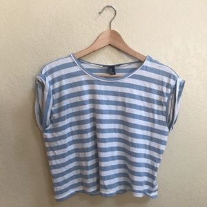 Forever 21 Baby Blue Striped T-Shirt